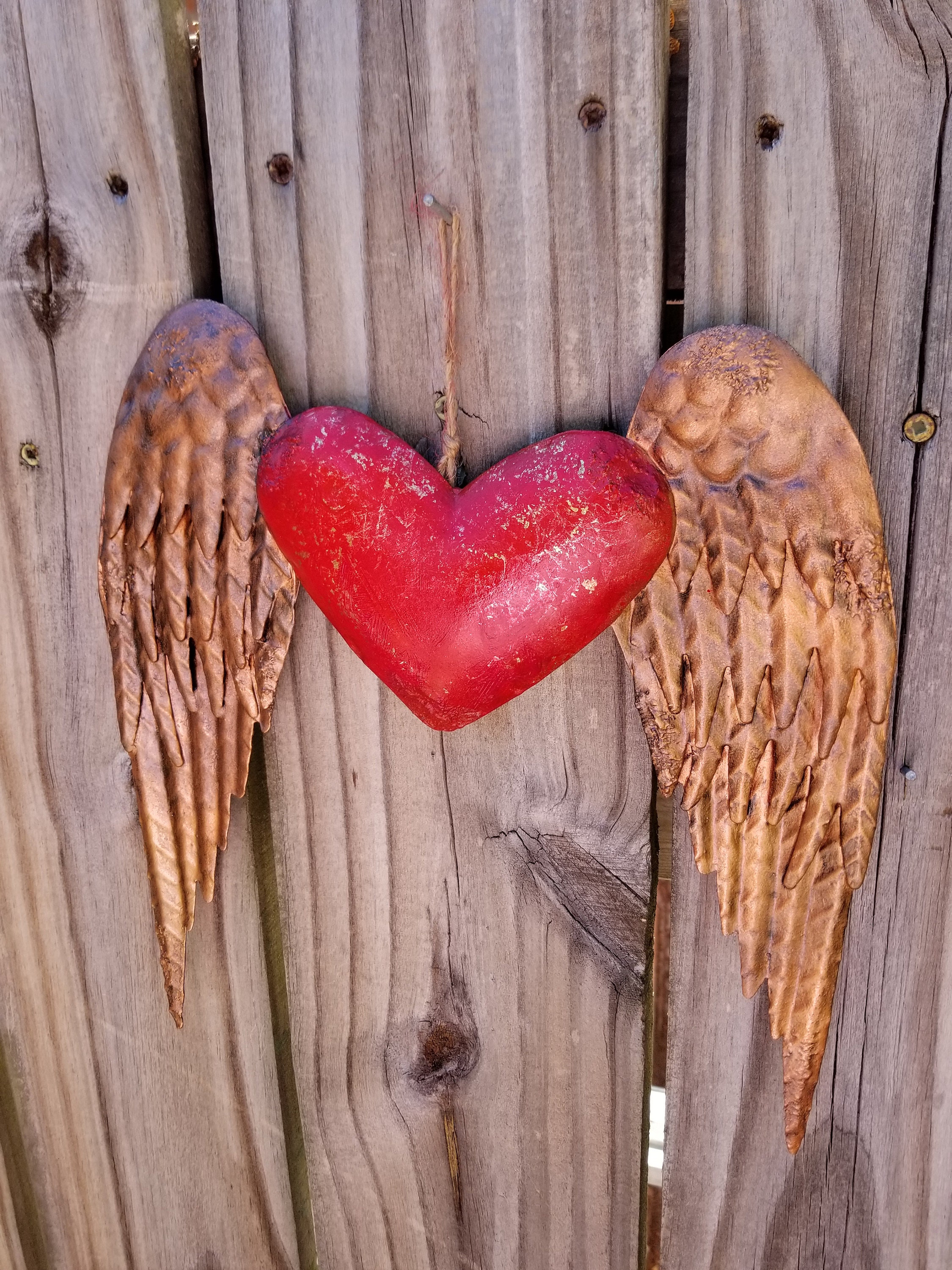 Sacred Heart With Wings Metal Art - Etsy
