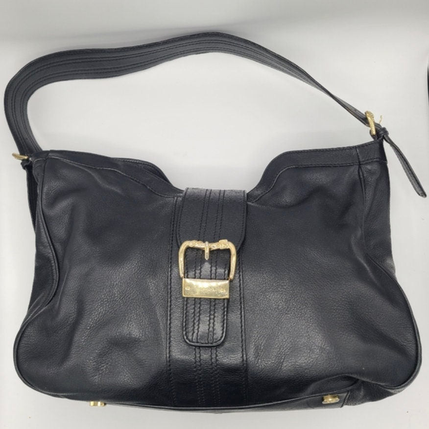 Women's DISSONA Satchel Handbag Hobo Gold Metallic Leather Silver Tone  Hardware