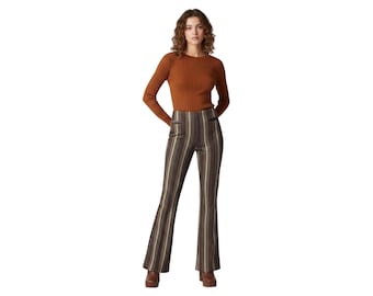 Vintage 1960s–70s Levi’s Sta-Prest Pipeliners Striped Bell Bottom Denim Pants