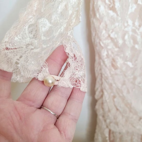 Vintage 1980s Blush Pink Lace Wedding Dress - image 4