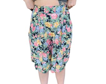 Vintage Cottage Core Floral High Waist Shorts