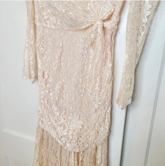 Vintage 1980s Blush Pink Lace Wedding Dress - image 2