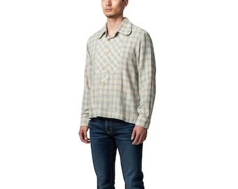 Vintage 70s Madman Plaid Wool Blend Popover Shirt