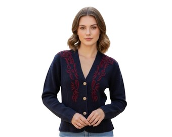 Vintage Doncaster Boiled Wool Cropped Cardigan Sweater Size M