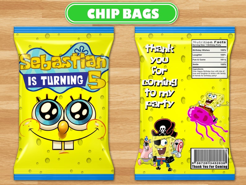 Spongebob Squarepants Chip Bags Spongebob Squarepants Etsy