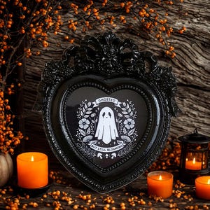 Minilijst met gotisch spookhart - zwart, sierlijke, spookachtige decoratie