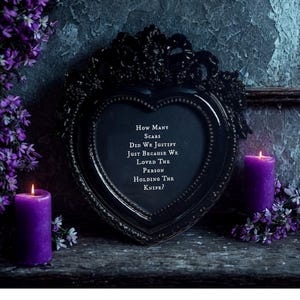 Gothic Heart Mini Frame Wall Art: Dark Romantic Decor, Black Baroque Style
