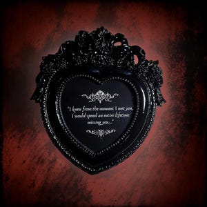 Star-crossed – Ornate Gothic Black Heart Mini Frame | Dark Academia Decor | Victorian Dark Romance Wall Art | Alternative Valentine Gift