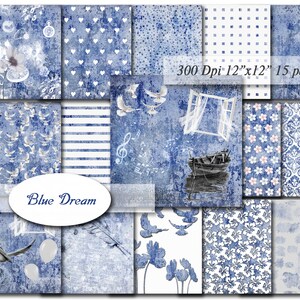 Blue Dream Digital Papers Scrapbooking Blue Paper Digital Background ...