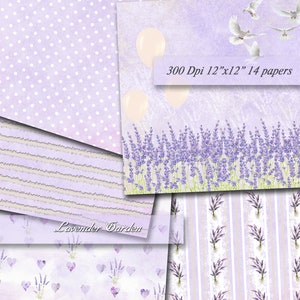 Lavender Digital Papers Scrapbooking Lavender Garden Lila Violet Paper Digital Background  Printable Decoupage Scrapbook  300Dpi 12&quot;x12&quot;