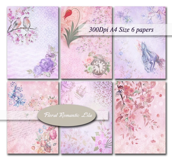 Floral Romantic Digital Papers Scrapbooking Paper Digital - Etsy