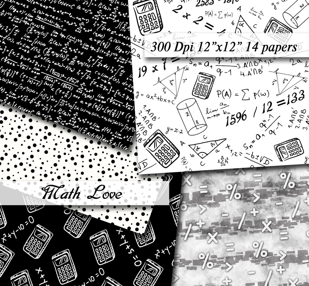 Math Love Mathematic Digital Papers Scrapbooking Paper Digital