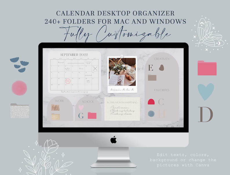 EDITABLE Calendar Desktop Organizer 240 Folder Icons Covers for Mac ...