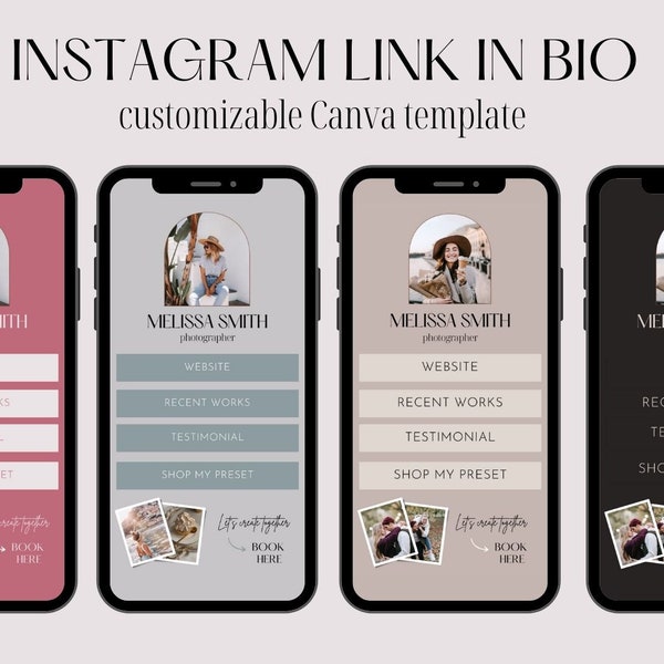 Instagram Link in Bio template for photographers, bloggers | Tiktok landing page | Canva editable template | IG Template | Linktree landing