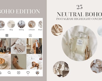 25 Boho Instagram Story Highlight Covers | Texture Story Covers | Nude Beige Neutral White  | IG Cover | Aesthetic