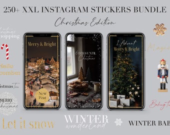 250+ XXL BUNDLE CHRISTMAS Instagram Story Stickers | Text + other elements | Winter Stickers | Gold, Silver, Red | Xmas | Photographers