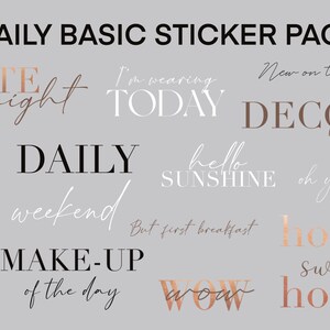 250 Daily Basic Story Stickers for Instagram Home Family Words Bloggers Story Bundle Minimalist Black and white image 3