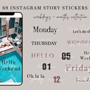 69 WEEKDAY and Months Modern Instagram Story Stickers | Daily Sticker Set | Calligraphy | Insta Stickers | Story Stickers | Monate