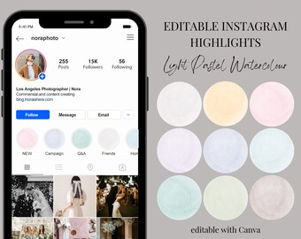 Watercolor Instagram Higlight Covers | Light Pastel Instagram Story Icons | Watercolor circle, splash | Hand Painted Watercolor Story Cover