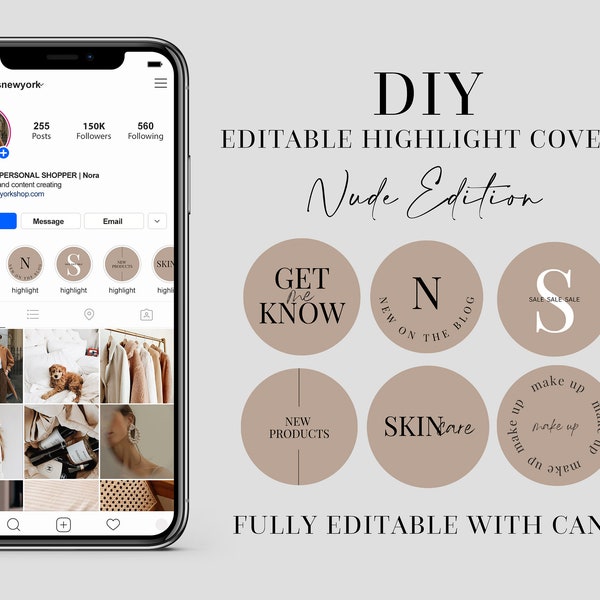 DIY Editable Instagram Higlight Covers for business owners, bloggers, photographers | Minimalist edit with Canva | Instagram Story Icons 002