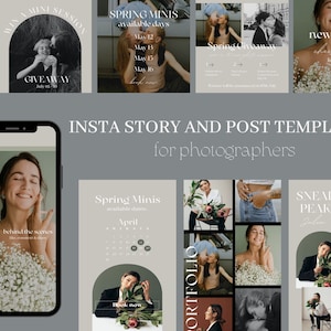 Editable Instagram Photography Template | IG Story & Post | Social Media Template for Wedding, Portrait, Family Photographers | Canva 002