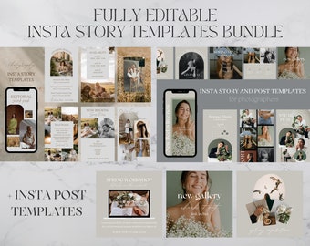 87 Canva Photography Instagram Story + Post Templates BUNDLE | Social Media Templates for photographers | Instagram Template | 003