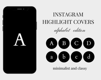 Minimalis Alphabet Instagram Higlight Covers | Letters Instagram Story Icons | Black & White Alphabet Covers | Letters Social Media Icons