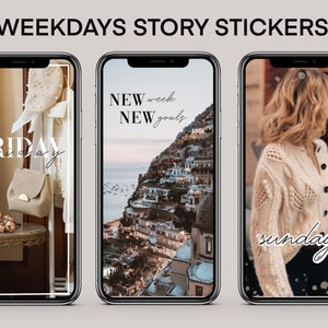 93 WEEKDAYS Instagram Story Stickers Sticker Pack Daily Stickers Calligraphy Stickers Sticker Set Influencer Sticker Wochentage image 2