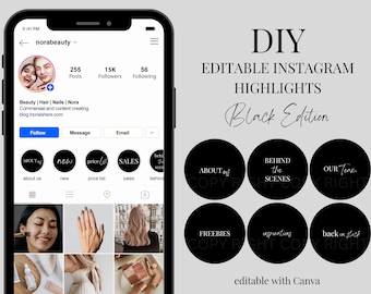 DIY Editable Instagram Higlight Covers for beauty, nails, lashes business owners | Minimalist, edit with Canva | Instagram Story Icons