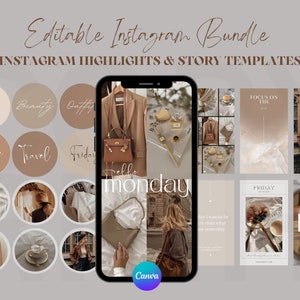 DIY Instagram Story Quote Template and Highlight Covers | Neutral Brown Canva Template | Minimal Social Media Templates | Motivational Quote
