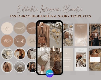 DIY Instagram Story Quote Template and Highlight Covers | Neutral Brown Canva Template | Minimal Social Media Templates | Motivational Quote