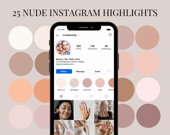 25 Nude Neutral Instagram Higlight Covers | Neutral Pastel Insta Story | Pink Icons | Minimalist IG Story Icons | Solid Nude Colors