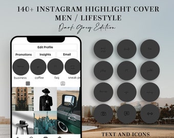 140+ Instagram Highlight Covers Men / Lifestyle / Boss Edition with handwritten text and icons +3 custom cover