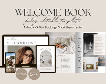 AIRBNB Welcome Book Template | Fully Editable with Canva | Welcome Guidebook | Booking Guest Book | VRBO Guest Manual Booklet