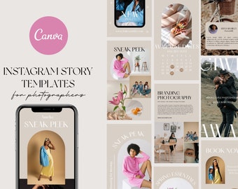 Canva Photographer Instagram Story Templates | Social Media Template for photographers | Wedding photography | Minimalist Story Template 001