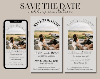 Modern Mobile Wedding Itinerary Template | Editable with Canva | Minimalist save the date template | Electronic Engagement Invitation | 001