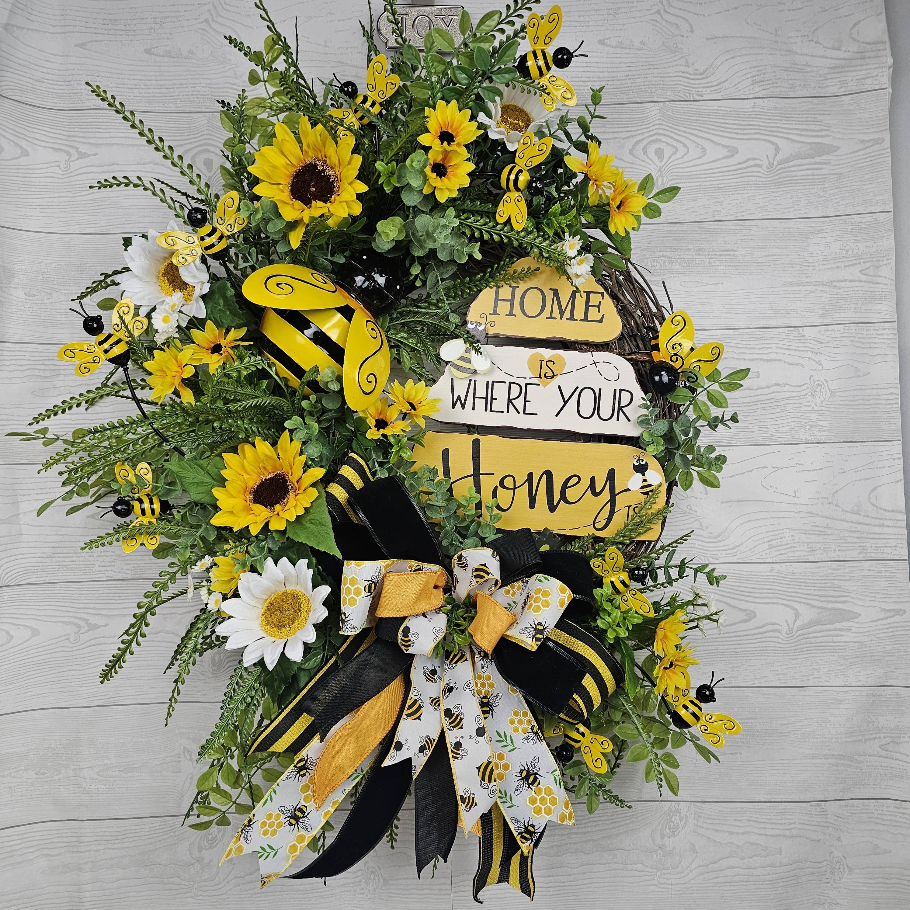 Home is Where Your Honey Is Bee Grapevine Wreath