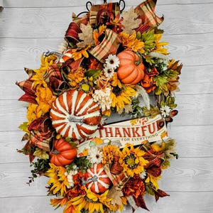 Wreath, Fall Wreath, Sunflower Wreath, Fall Flower Wreath, Yellow Sunflower Wreath, Autumn Wreath, Front Door Wreath, Pumpkin Wreath