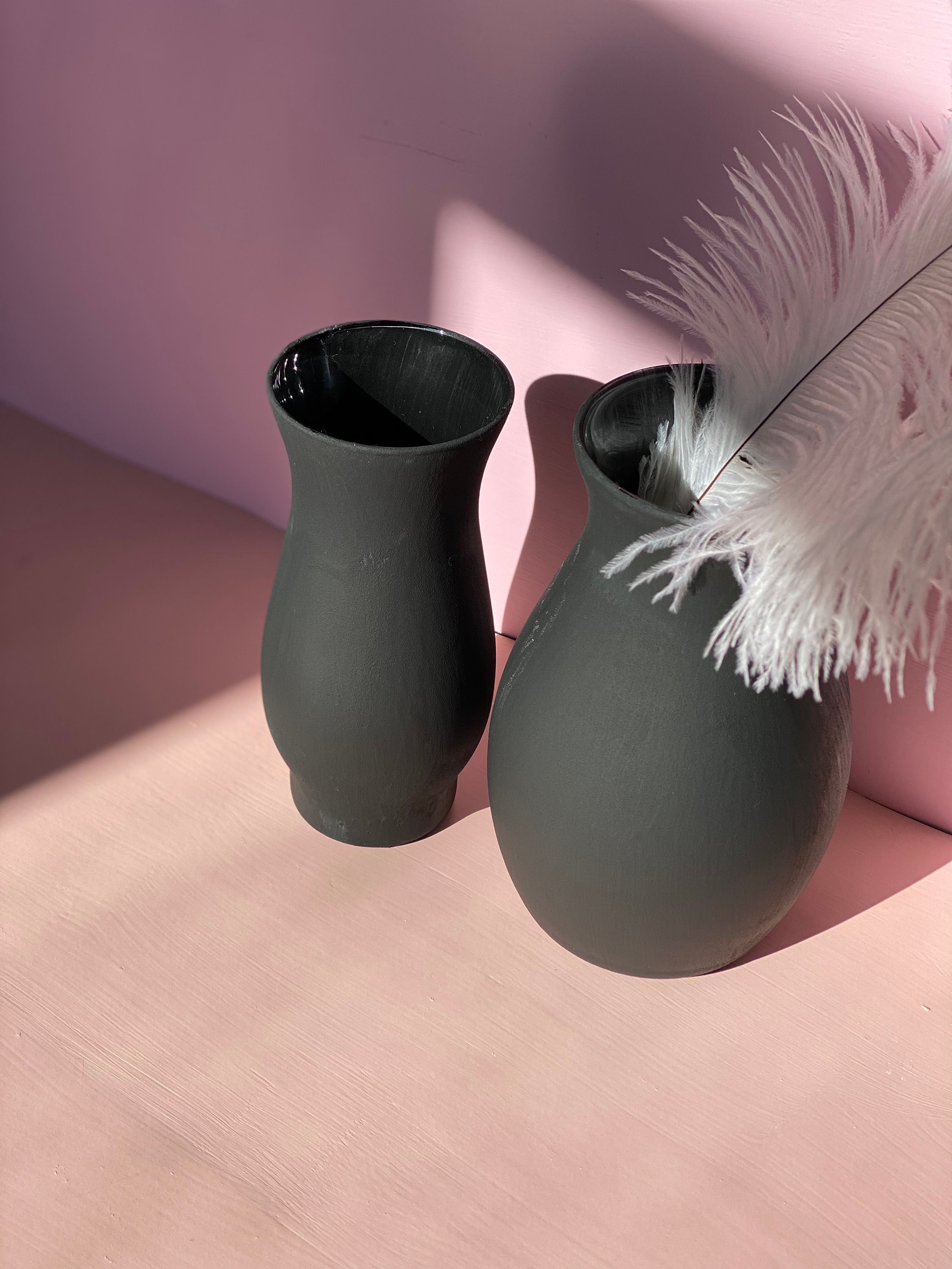 Vase Rustic Vase Black Vase Home Vase Vase Set Etsy