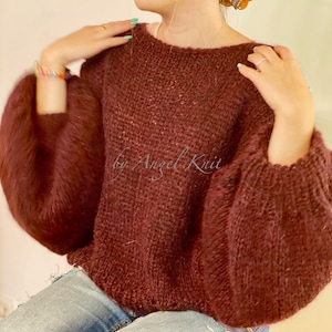 Burgundy Sweater , Alpaca Sweater , Dark Burgundy Sweater , Mother gift , Daughter Gift