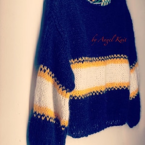 Royal Navy Sweater , Alpaca Sweater , Silk Sweater , Blue Stripped Sweater , Boho Sweater , Urban Sweater , Luxury gift , sister gift