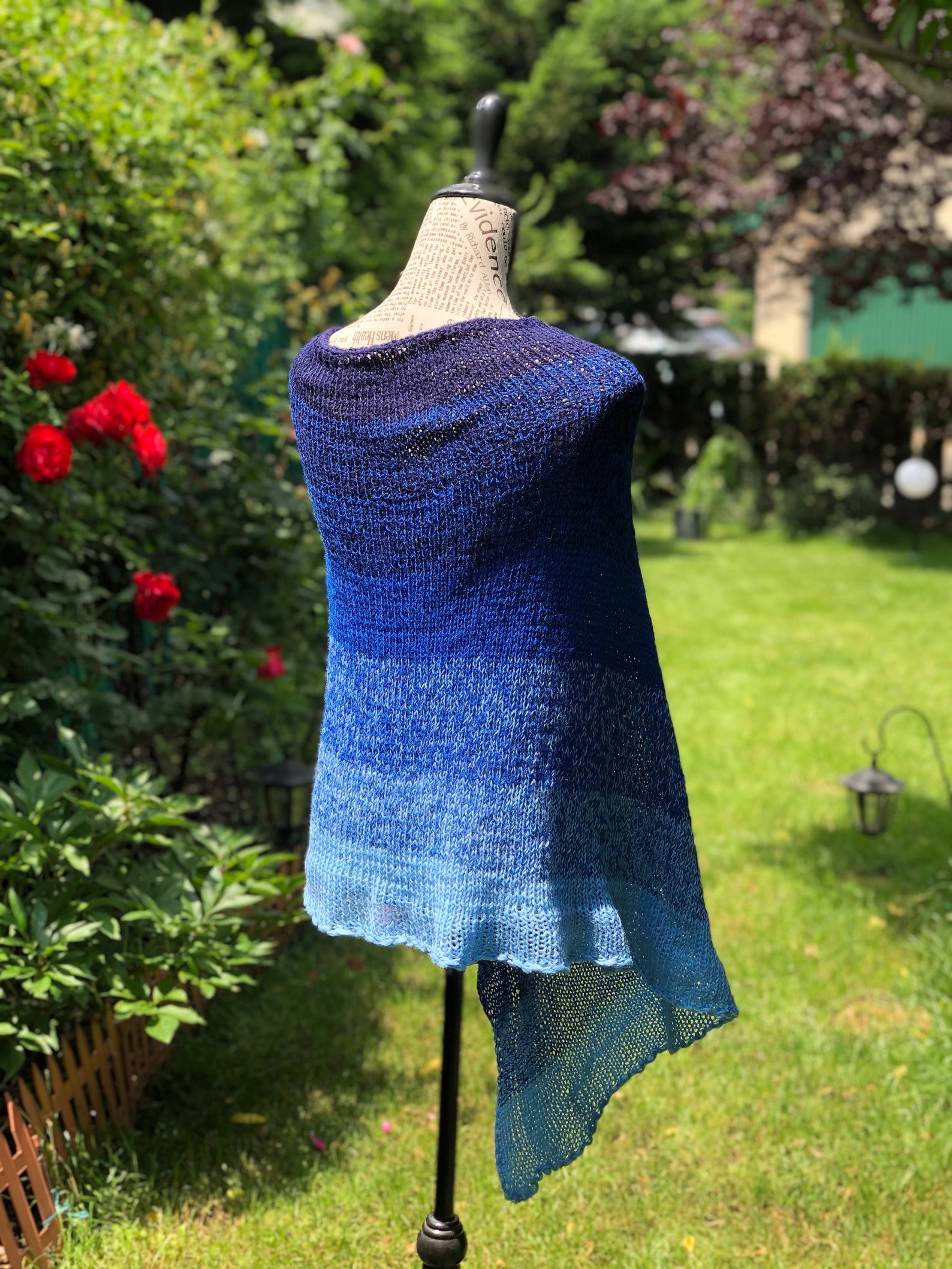SALE Royal Blue Shrug Oversized Shrug Big Shawl Stripped Blue Etsy