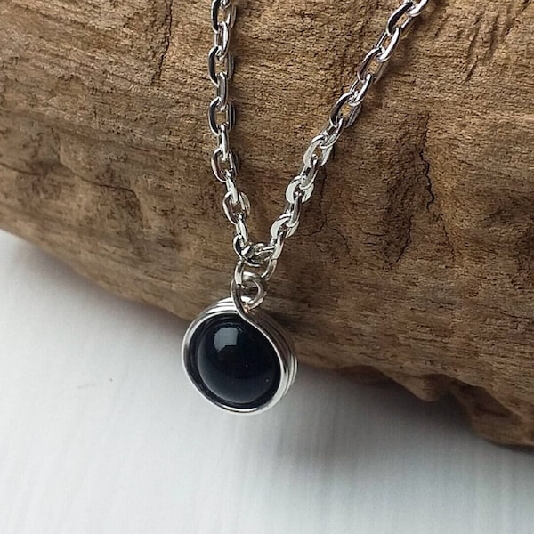 Whitby Jet Pendant Necklace, Sterling Silver Whitby Jet Drop Pendant, Yorkshire Whitby Jet Jewellery, Artisan Whitby Jet Gemstone Jewellery