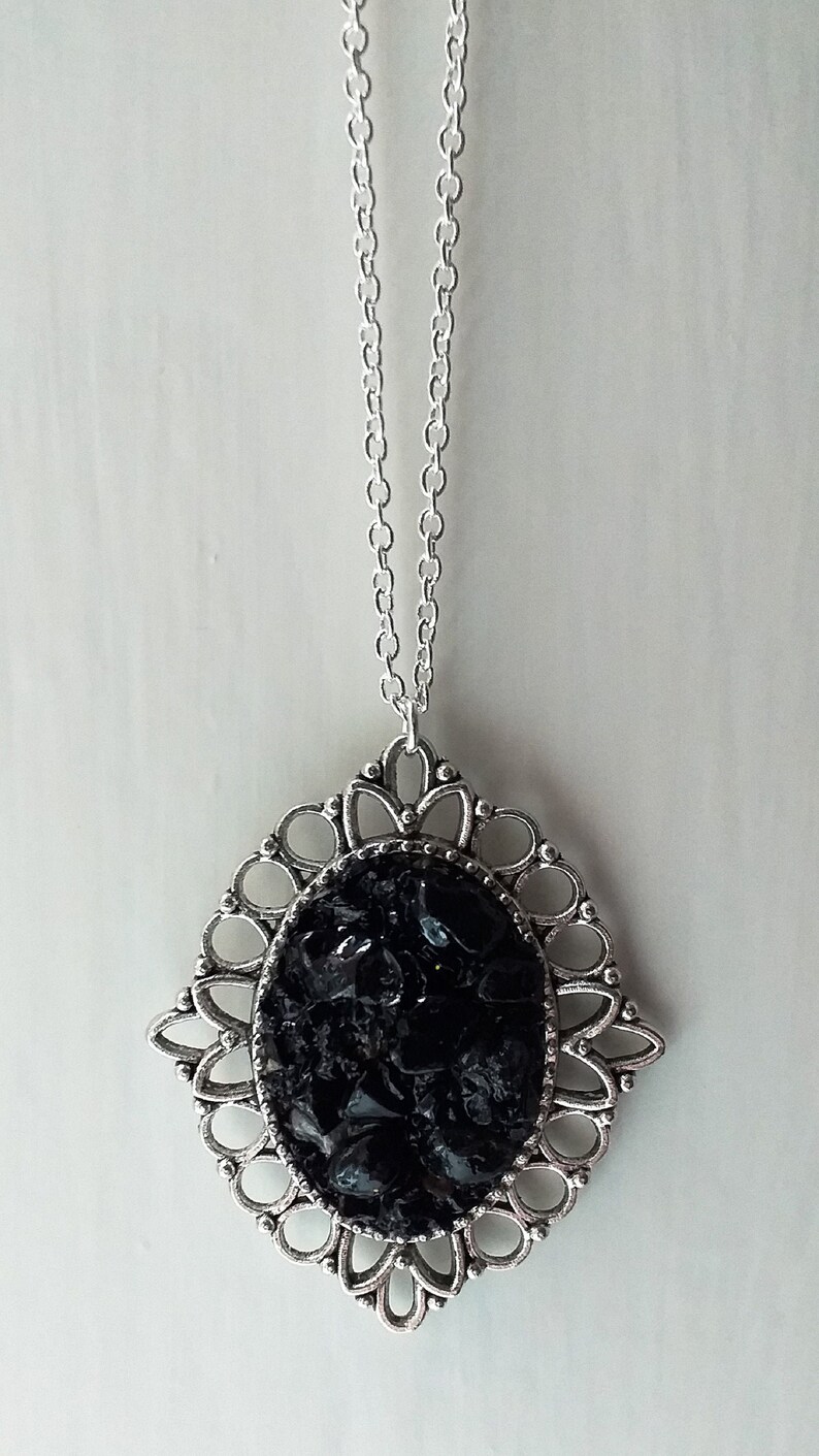 Sterling Silver Anthracite Coal Jewelry UK 925 Sterling Silver Coal Jewellery Silver Coal Pendant Necklace English Coal Stone Necklace
