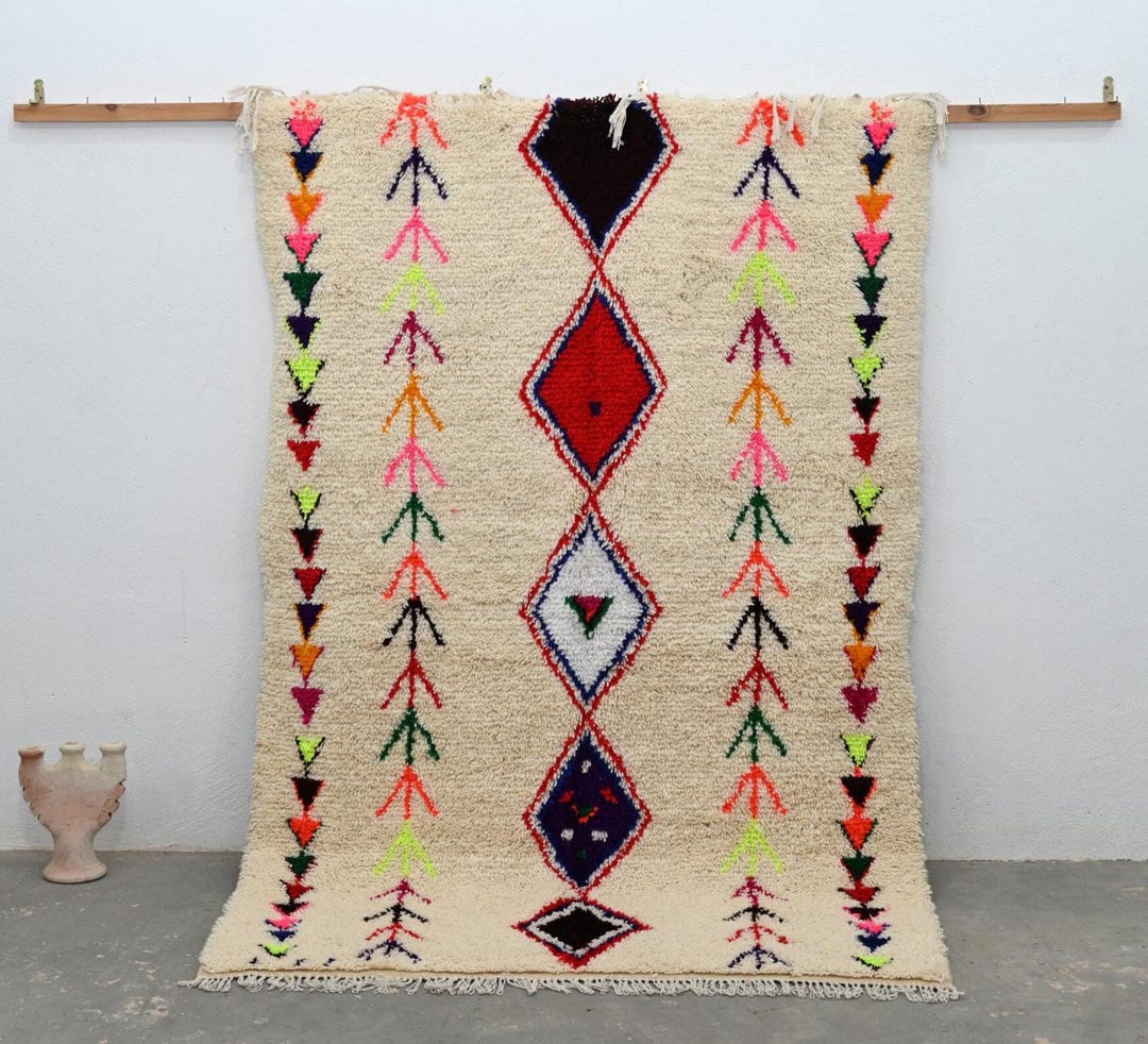 Vibrant Tribal Arrow Patterns, Handmade Moroccan Berber Rug, Colorful ...