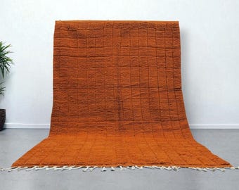 モロッコのテラコッタラグ - テラコッタ無地ラグ - ウールベルベルラグ