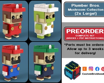 Video Games: Large 2x Mushroom Plumbers (PREORDER - 3 Weeks for Delivery!)
