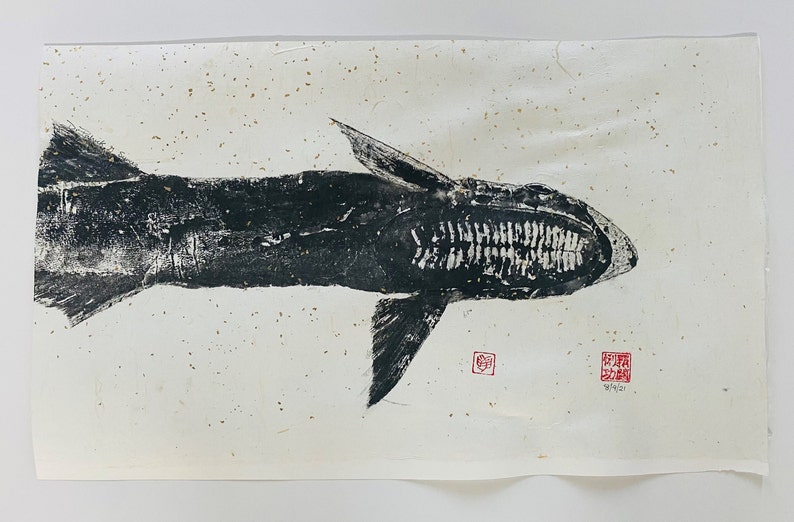 Sneakerhead - Original Gyotaku - Japanese Fish Rub - Japanese Ar