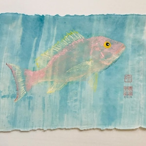 Pretty Silky - Original Gyotaku - Japanese Fish Rub - Japanese Art - Gyotaku - Gyotaku Fish - Gyotaku fish Rubbing- Fish Painting - Fishing