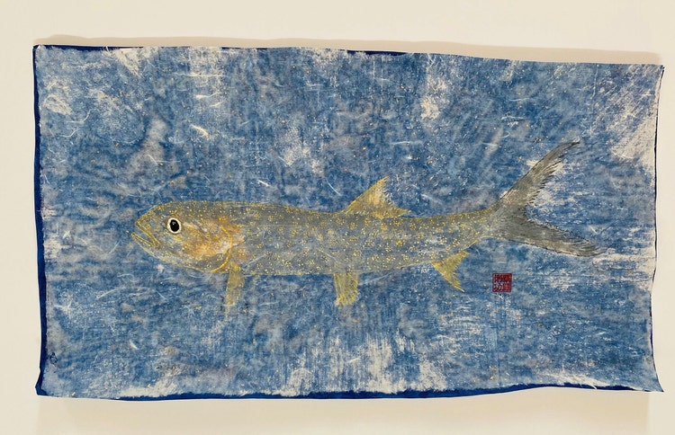 Smiling Lady - Original Gyotaku - Japanese Fish Rub - Japanese Art